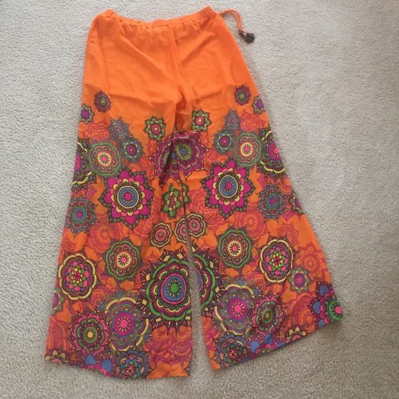 The Calssics Orange Floral Boho Sheer Palazzo Pant - Picture 6 of 7